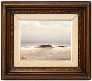 Ocean View Painting in Carved Wood Frame