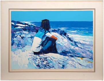 Nicola Simbari 'White Beach' Lithograph