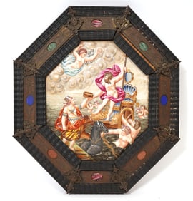 Italian Capodimonte Neptune Octagonal Plaque