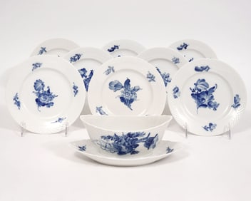 9 Pc Royal Copenhagen "Blue Flowers" Group