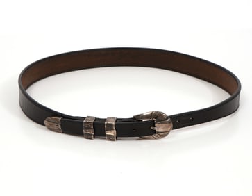 Sterling Silver & Leather Western Style Belt