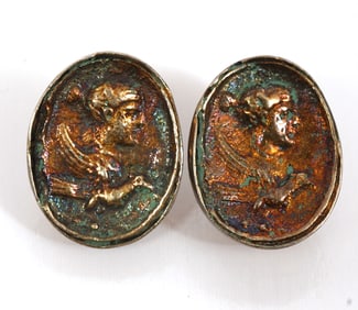 Mario Villa Bronze Coin Style Earrings
