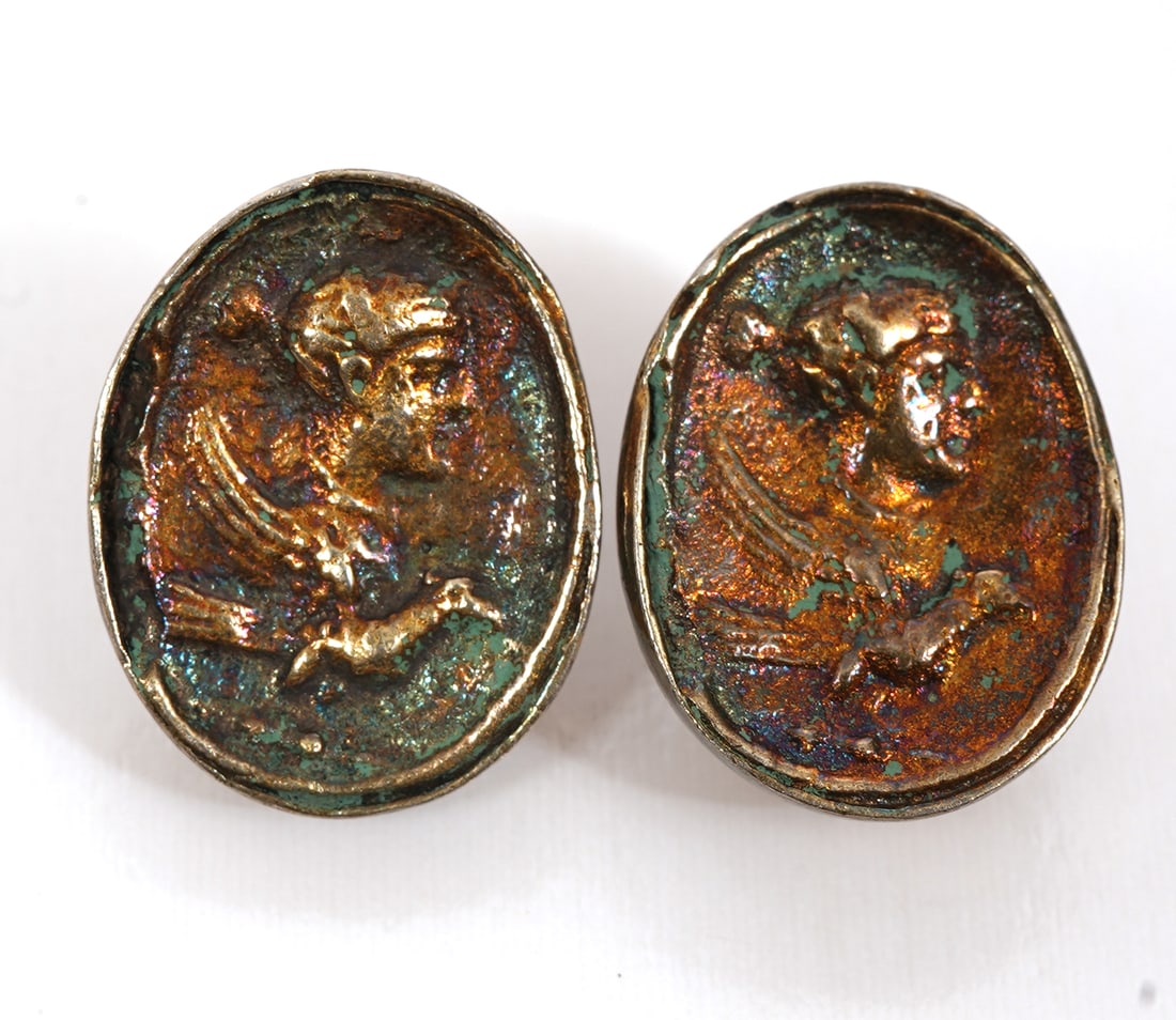 Mario Villa Bronze Coin Style Earrings (1 of 3)