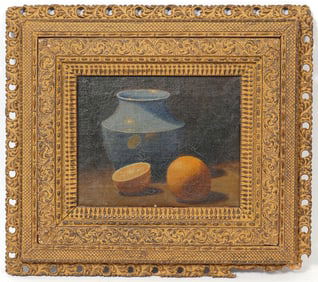 Still Life of Vase & Lemon Oil on Canvas