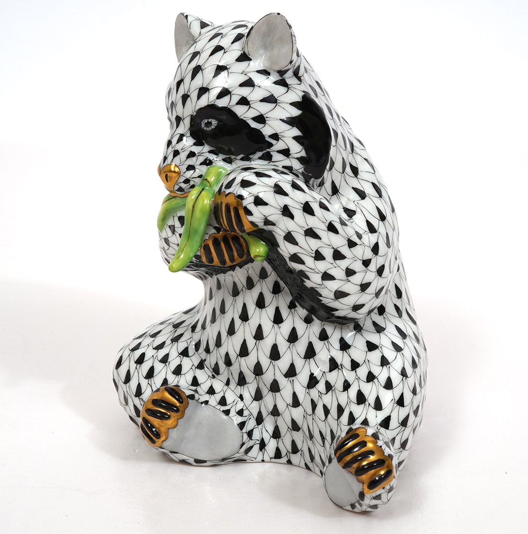 Herend Porcelain Black Fishnet Panda Figurine (1 of 5)