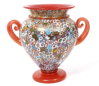 Gambaro & Poggi Millefiori Murano Art Glass Vase