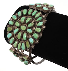 Native American Silver Green Turquoise Cuff