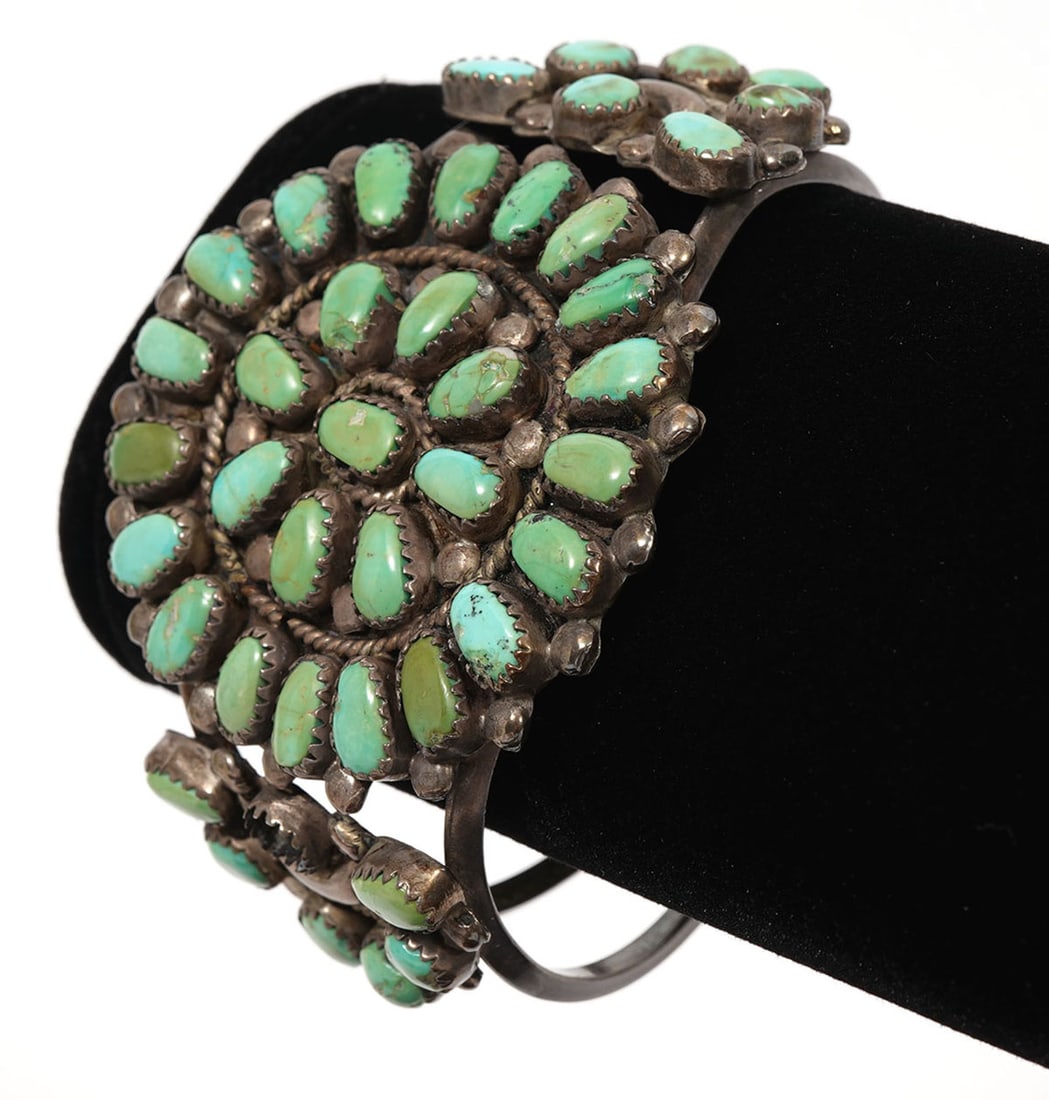 Native American Silver Green Turquoise Cuff (1 of 5)