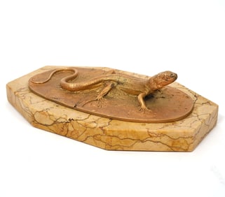 Gilt Bronze Lizard on Stone Base