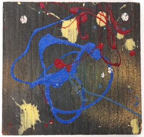 Mini Mixed Media Abstract on Board Signed