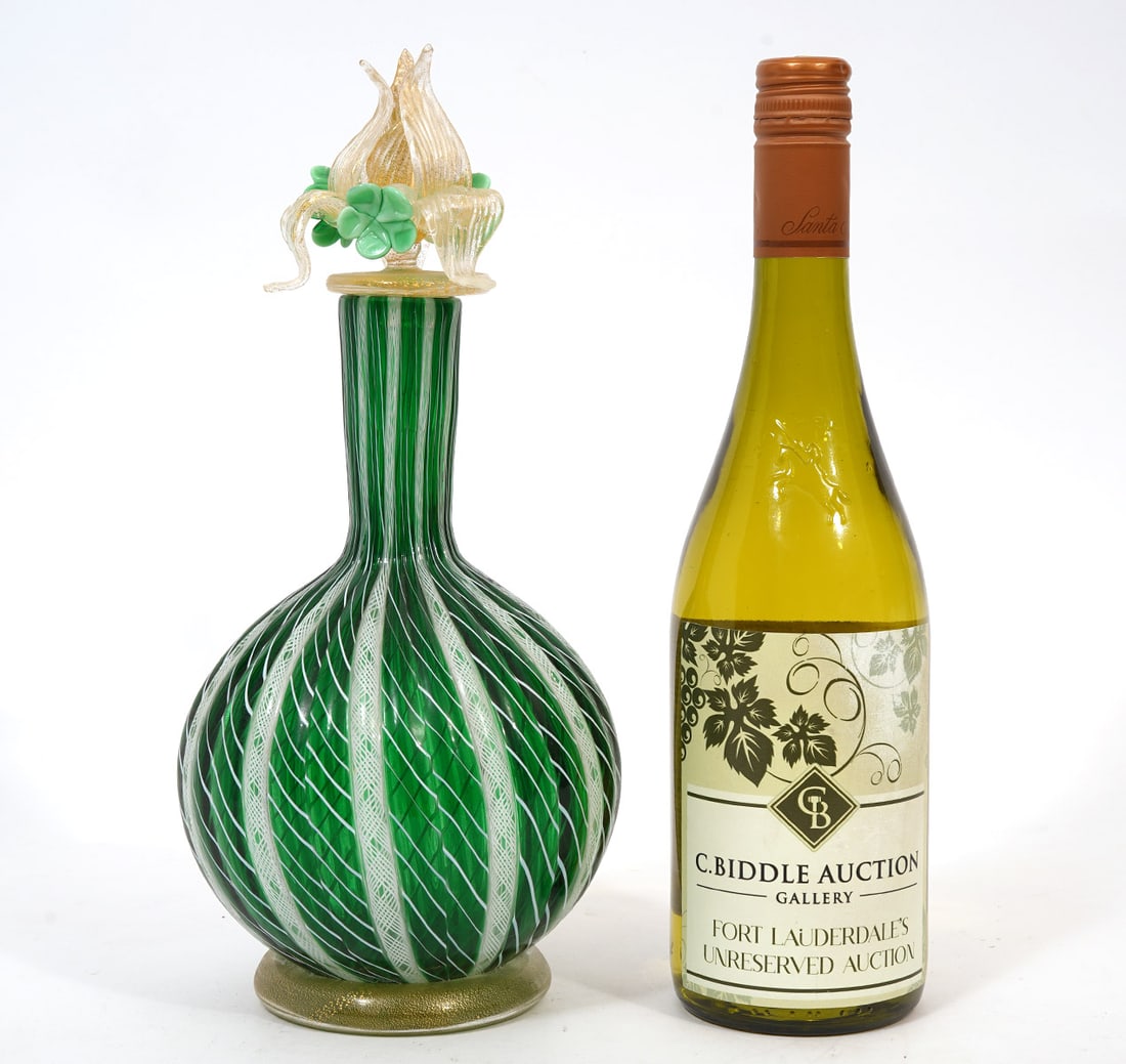 Murano Art Glass Latticino Signed Decanter (1 of 8)