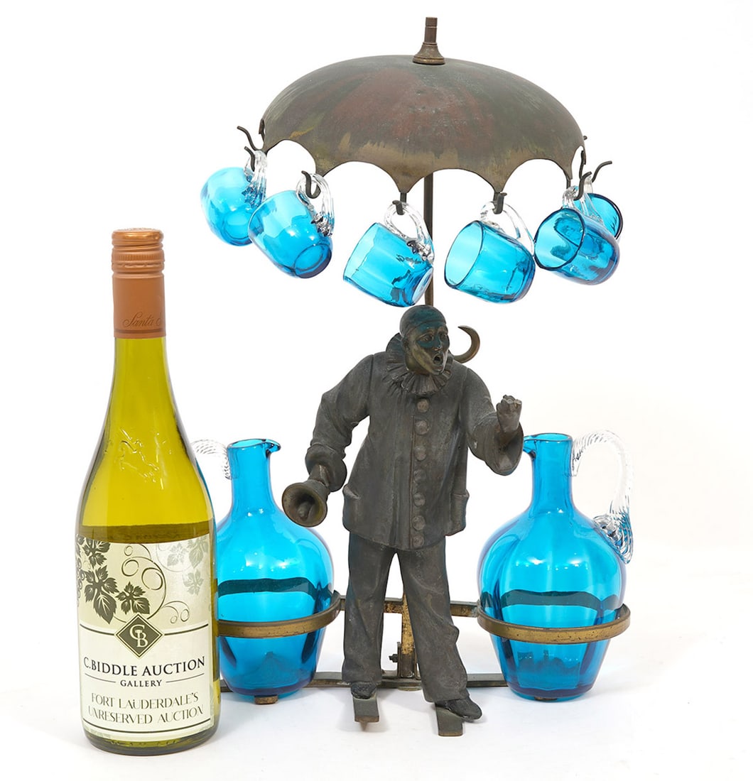 Metal Clown Figure with Blue Italian Glass Wares (1 of 6)