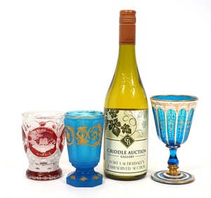 Three Bohemian Glass Cups