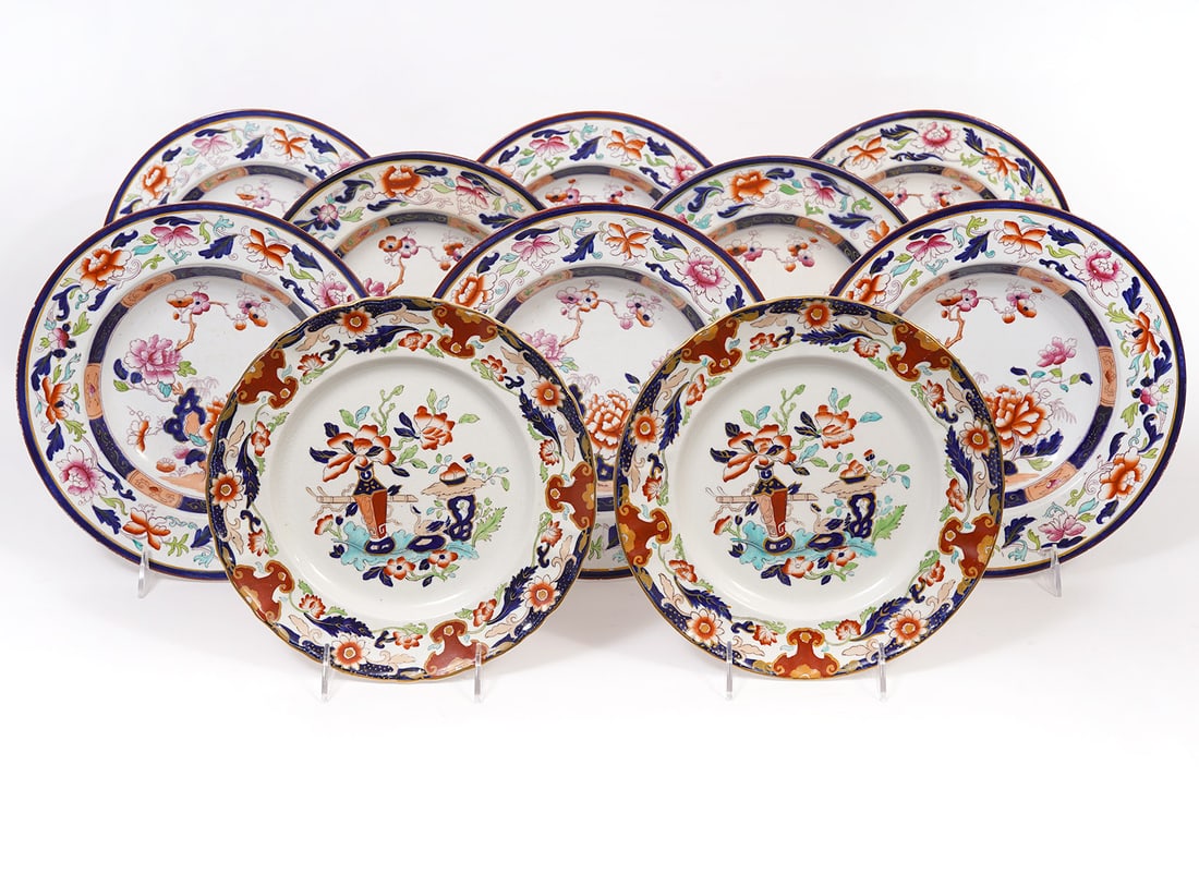 10 Pcs English Imari Floral Pattern Porcelain (1 of 8)