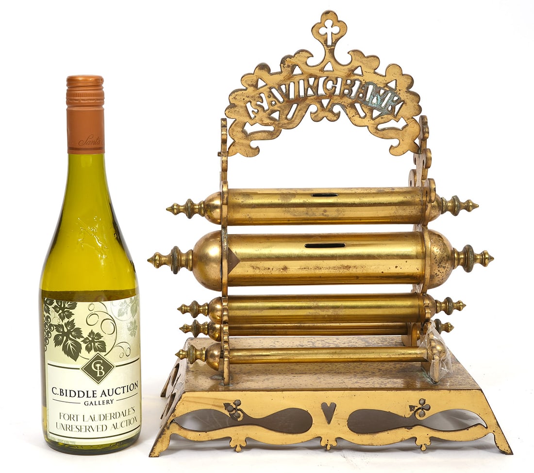 English Brass Cylinder Coin Bank (1 of 6)