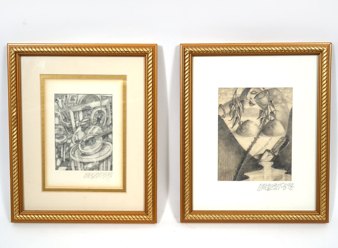 Vincenzo Notarile Two Surrealist Drawings Framed (1 of 5)