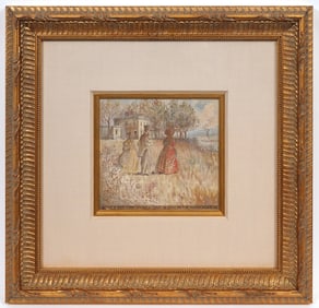 Arrival of Fulton's Steamboat O/C Painting