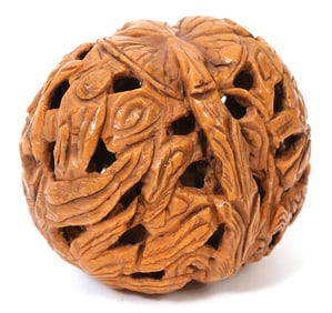 Chinese Hand-Carved Hollow Walnut Ornament