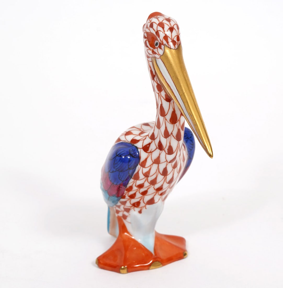 Herend Rust Fishnet Porcelain Pelican (1 of 6)