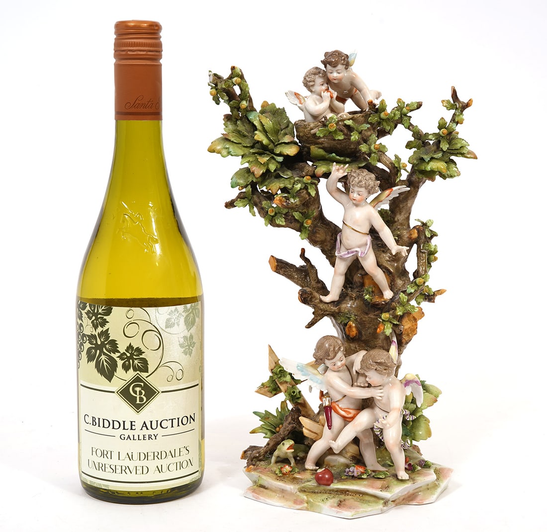 Meissen-Style Porcelain Sculpture Cherubs in Tree (1 of 10)