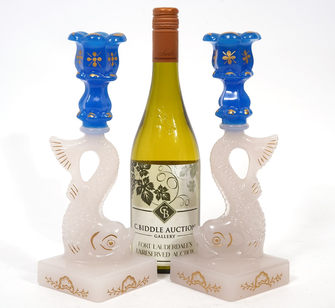 Pair of MMA American Glass Dolphin Candlesticks (1 of 8)