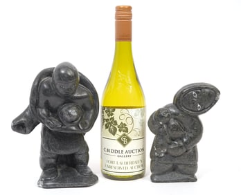 Two Signed Inuit Carved Stone Figures