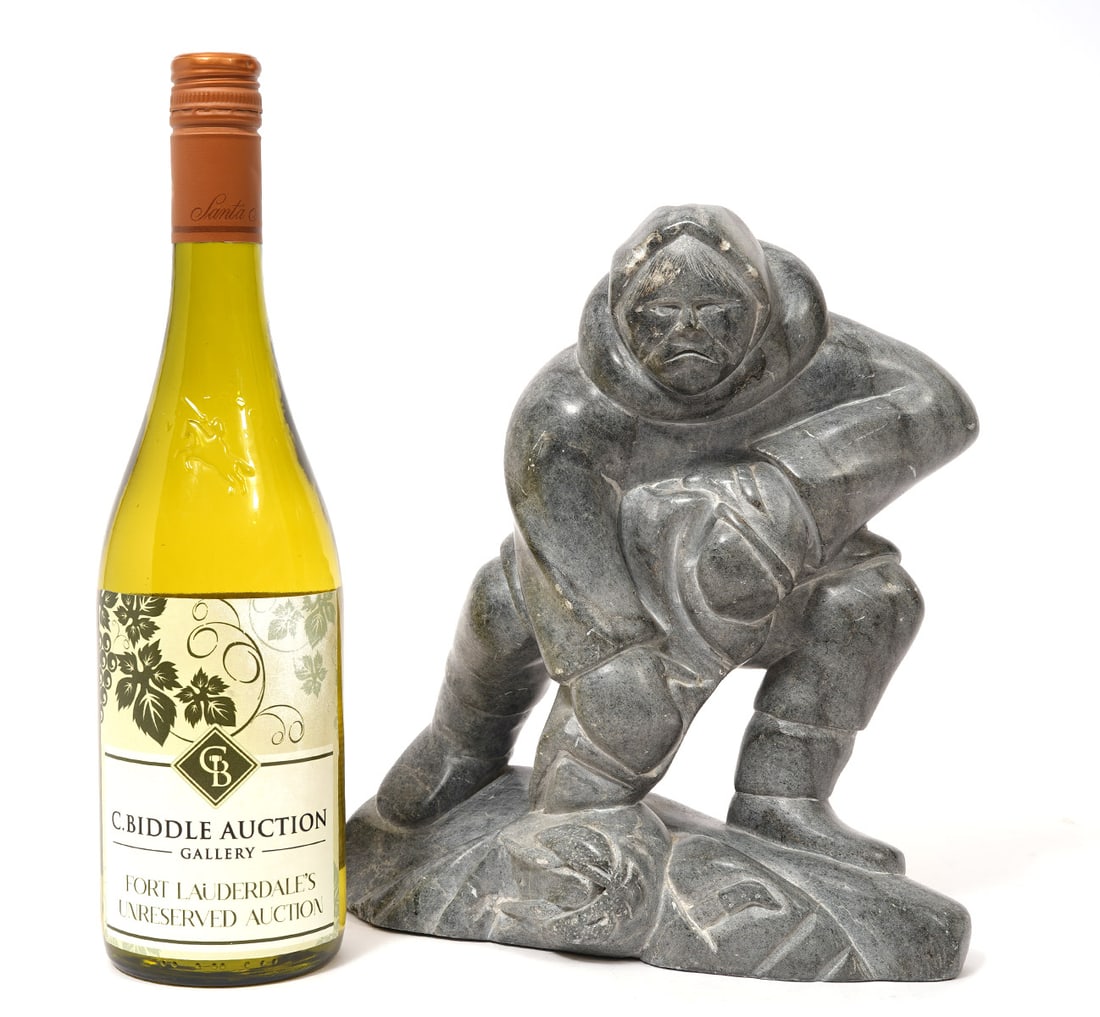 Carved Stone Inuit Hunter Sculpture (1 of 7)