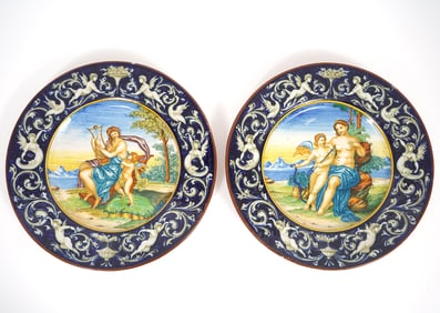 Pair of Italian Majolica Decorative Chargers