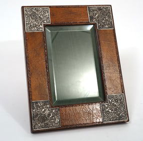 Maitland-Smith Leather & Sterling Accented Frame