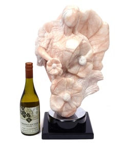 Willi Tobias Rose Marble Sculpture Rotating Base