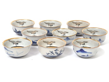 Nine Chinese Hand-Painted Porcelain Dishes
