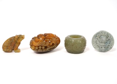 Group of 4 Chinese Carved Stone Objects