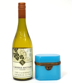 French Blue Opaline Bronze Mounted Glass Box