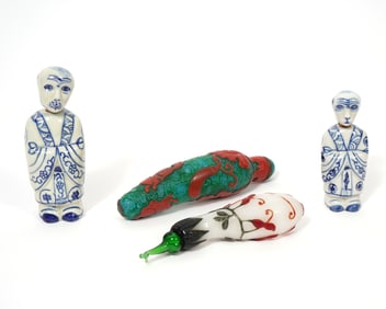 Four Chinese Figural Snuff Bottles