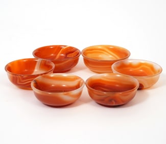 Six Carved Agate Dishes