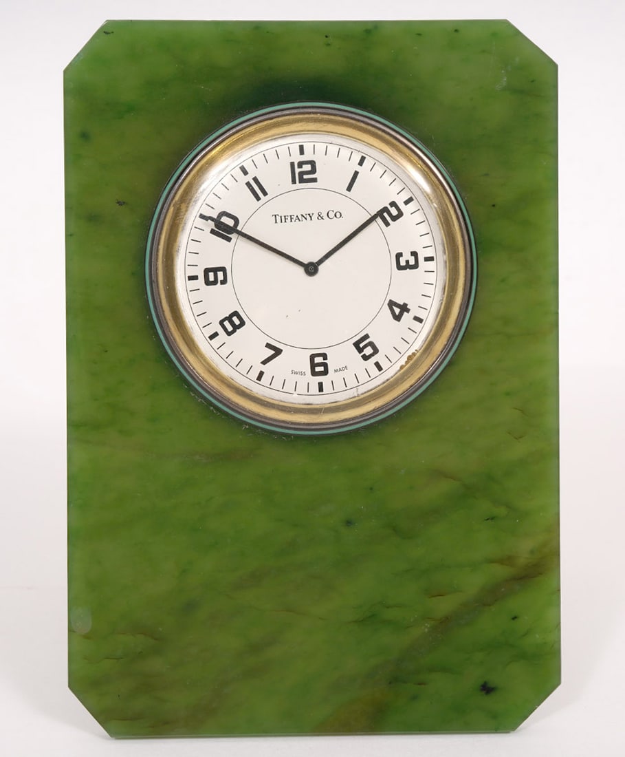 Tiffany &. Co. Art Deco Jade Easel Back Desk Clock (1 of 8)