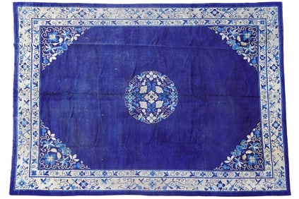 Chinese Peking Blue Center Medallion Rug