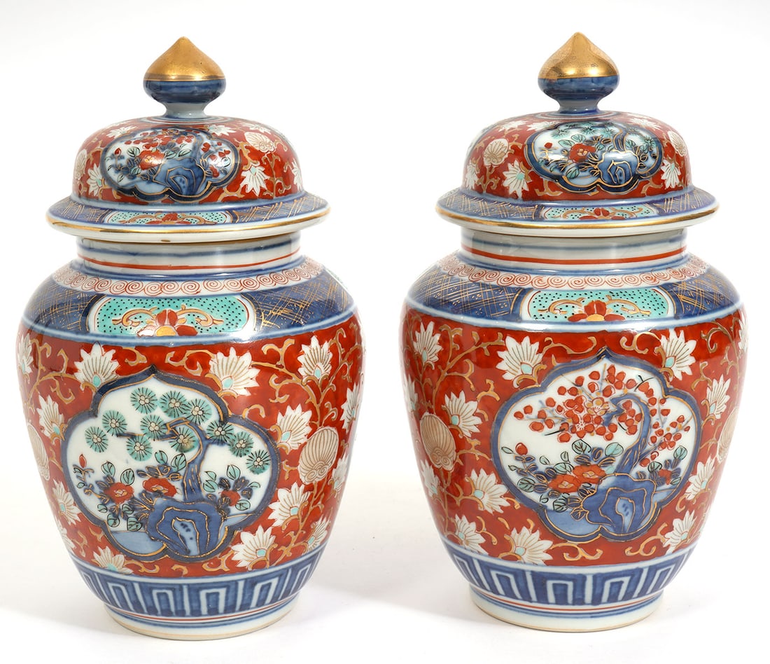 Pr. Japanese Imari Porcelain Ginger Jars (1 of 9)