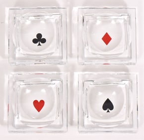 4 Baccarat Crystal Trays with 4 Card Suits