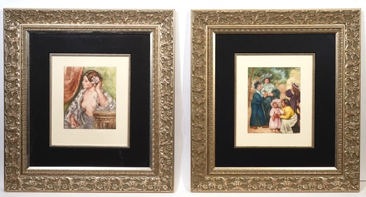 Renoir Two Limited Colored Etchings Framed w/COA