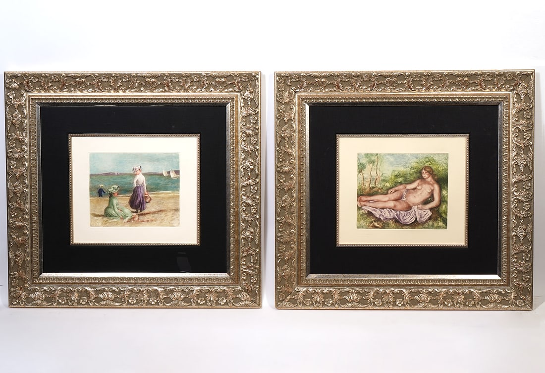 Renoir Two Limited Colored Etchings Framed w/COA (1 of 5)