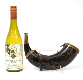 Powder Horn Engraved with Elk Figure