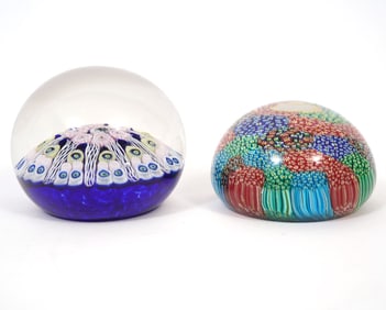 Two Millefiori Orb-Shaped Paperweights