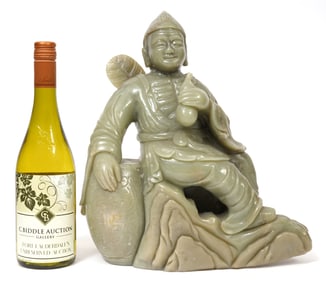 Chinese Carved Stone Sculpture of Seated Wiseman