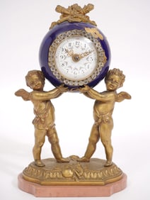 Antique French Enamel and Jeweled Mantel Clock