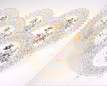 Six Meissen Openwork Dessert Plates