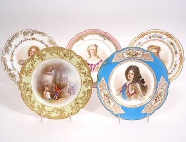 Four Sevres & One Meissen Cabinet Plates