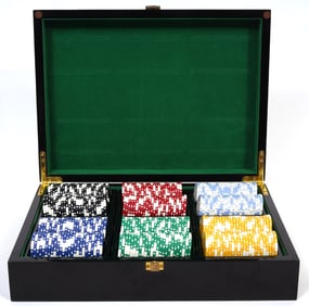 Poker Chip Set in Lacquer Box