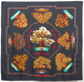 Hermes Silk Scarf 'Bonsai' by Catherine Baschet