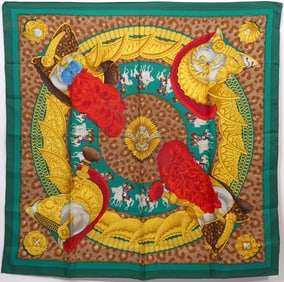 Hermes 'Casques et Plumets' Silk Scarf